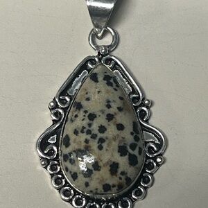 Dalmatian Jasper Teardrop Pendant Necklace